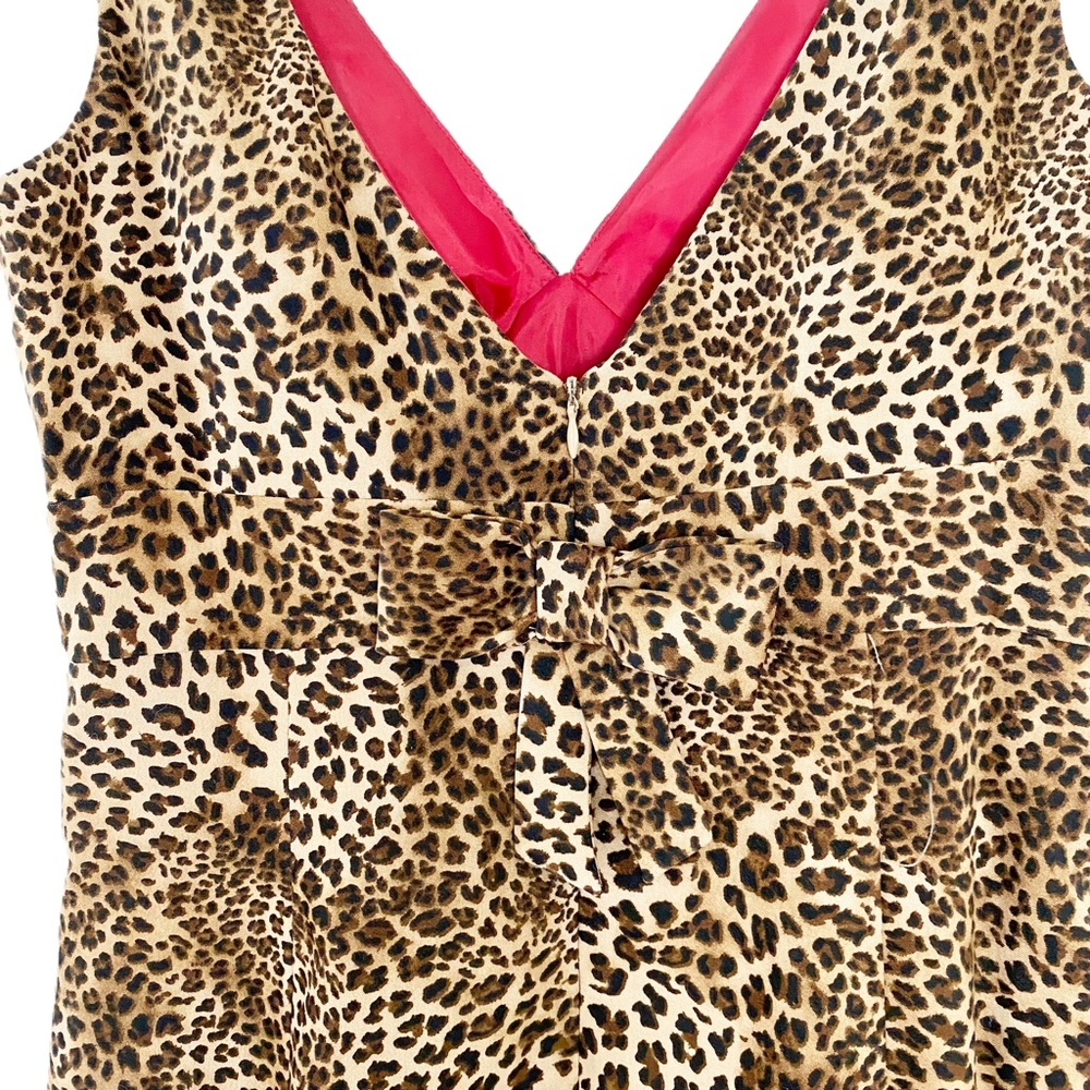 Jessica Howard Leopard Animal Print Shift Sheath Cocktail Dress Red Lining 10 - Picture 6 of 8